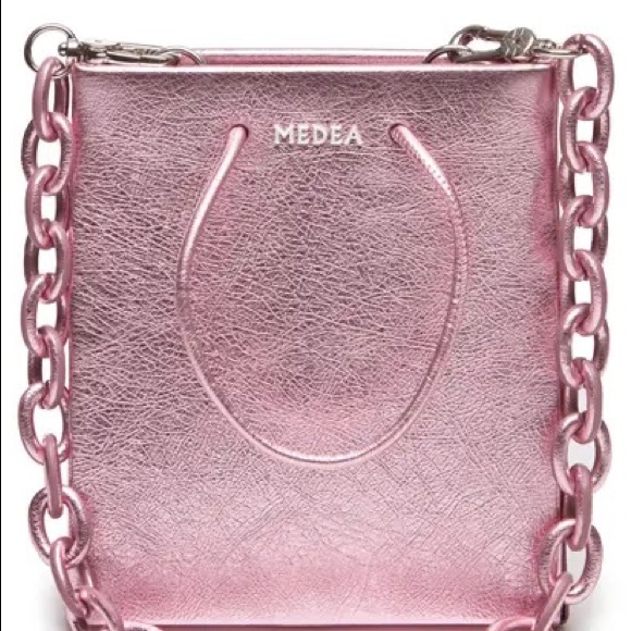 Medea Short Chain Strap Metallic Leather Bag - Picture 1 of 16
